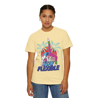 Stay Flexible Retro 80s Backbend Graphic Tee | Vintage Workout Shirt Women