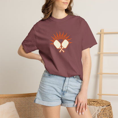 Pickleball Sun Badge Tee Pickler Vintage Minimalist Unisex Shirt