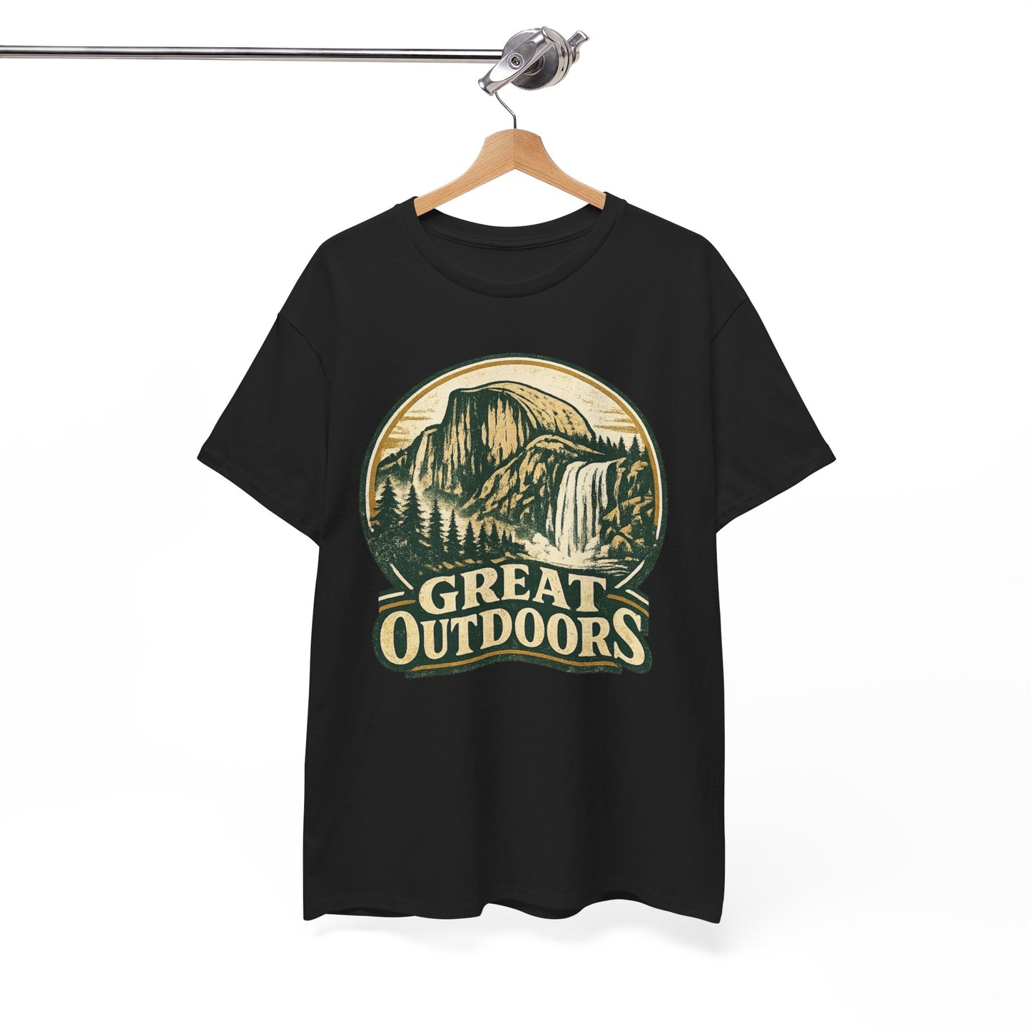 Great Outdoors Retro Badge Tee | Yosemite Half Dome Graphic Shirt | Camping Gift