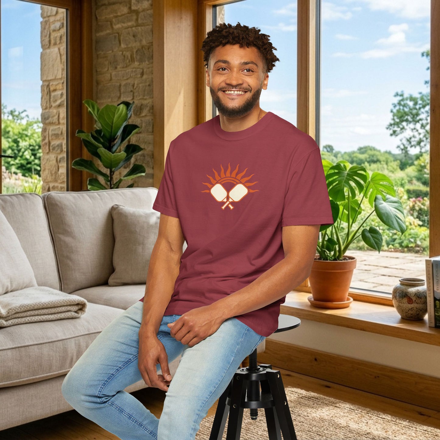 Pickleball Sun Badge Tee Pickler Vintage Minimalist Unisex Shirt