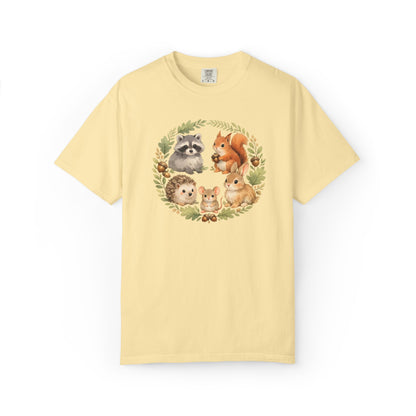 Woodland Animals Circle Watercolor Tee | Forest Creature Gift Shirt | Nature Lover