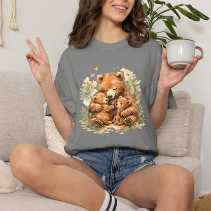 Mother Bear and Cubs Watercolor Tee | Wildlife Art Shirt | Mother Nature Gift | Unisex