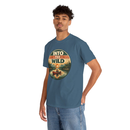 Into the Wild Canoe Badge Tee | Vintage Outdoor Graphic Shirt | Camping Adventure Gift