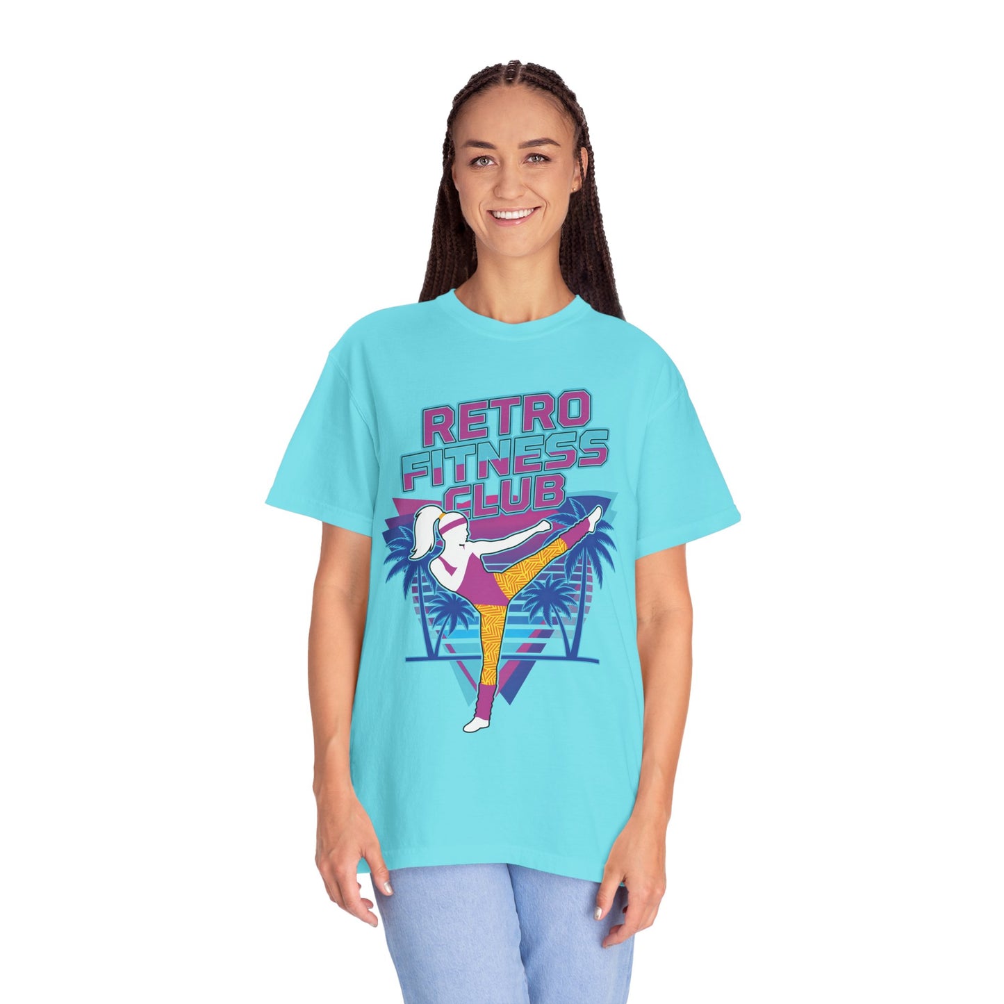 Retro Fitness Club High Kick 80s Tee | Vintage Aerobics Shirt Women