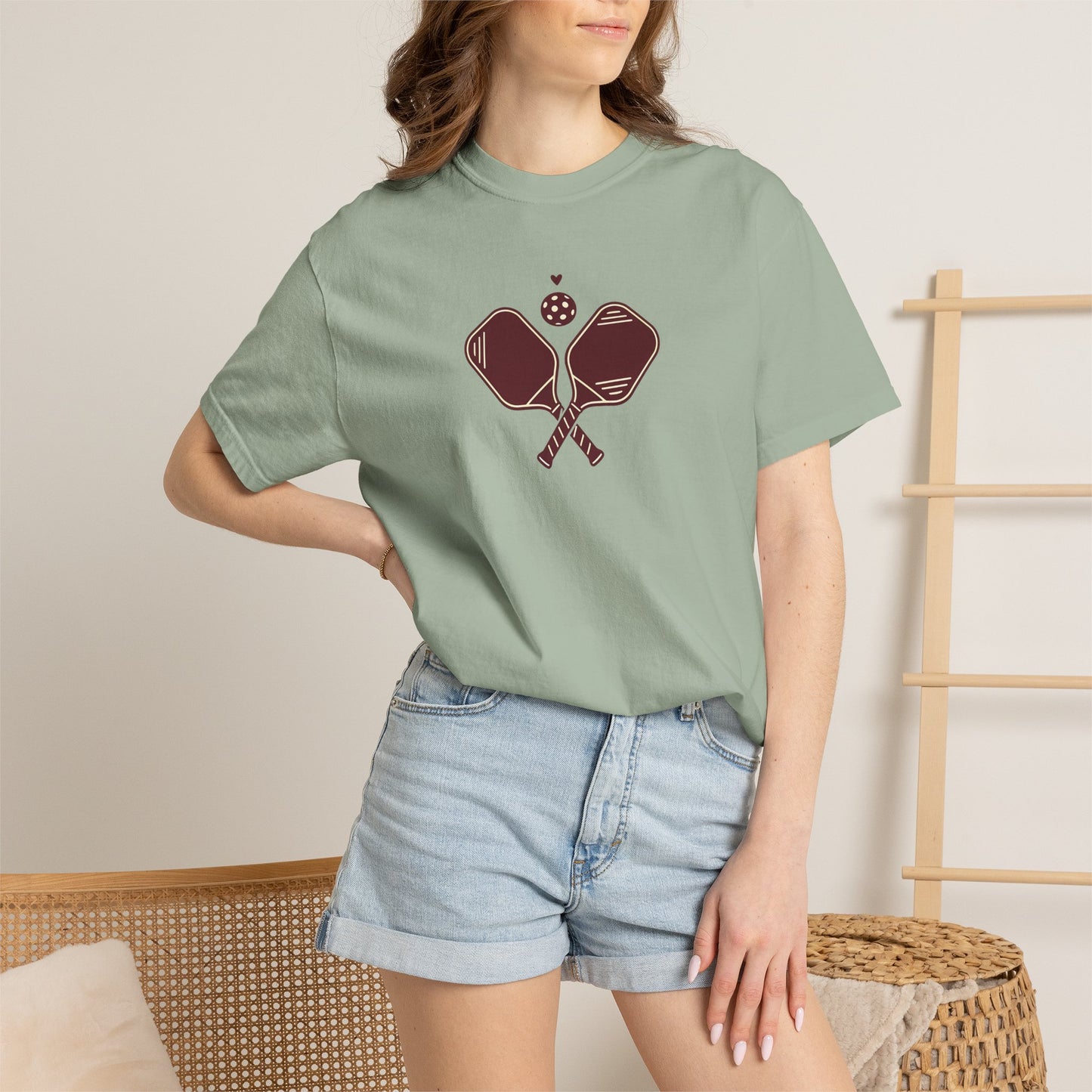 Pickleball Heart Icon Tee Pickler Love Minimalist Graphic Unisex Shirt