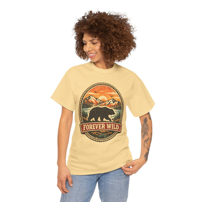 Grizzly Bear Forever Wild Badge Tee | Vintage National Park Shirt | Nature Lover Gift