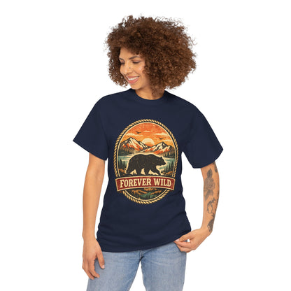 Grizzly Bear Forever Wild Badge Tee | Vintage National Park Shirt | Nature Lover Gift