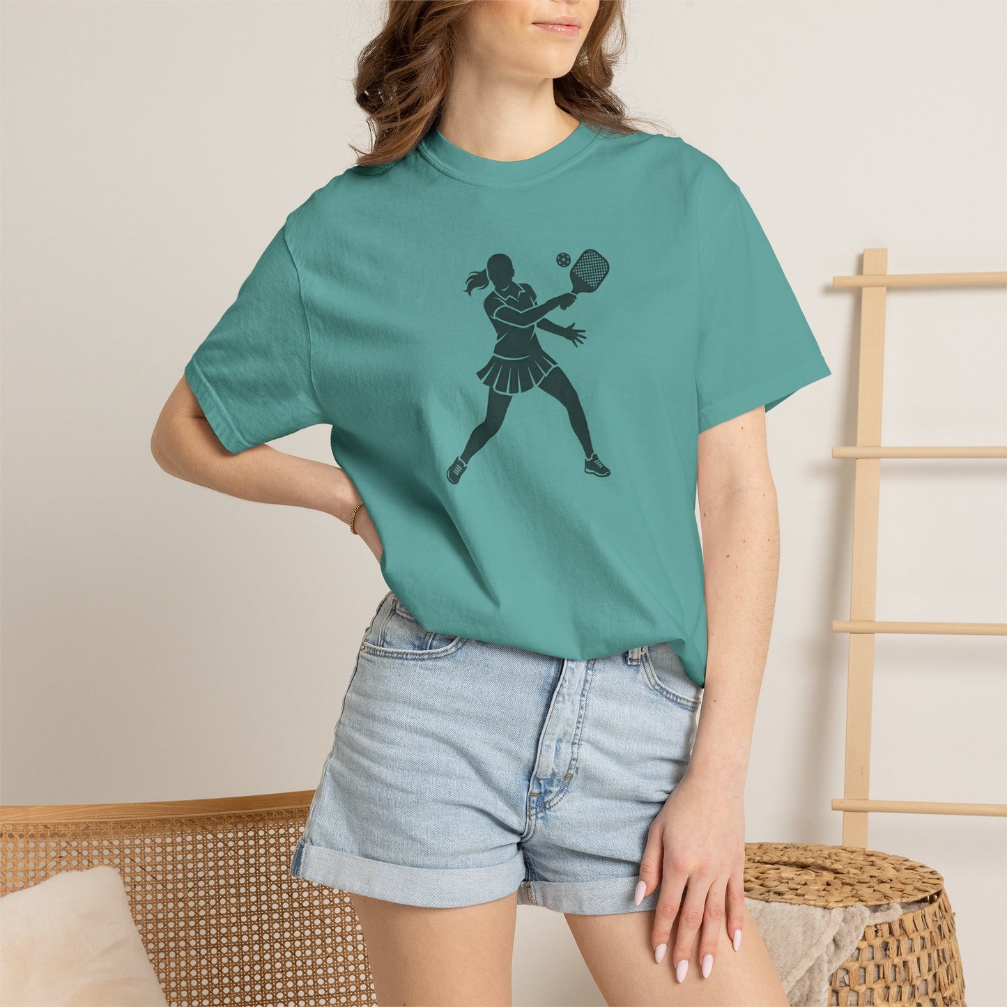 Pickleball Female Silhouette Icon Tee Minimalist Pickler Graphic Women T-Shirt