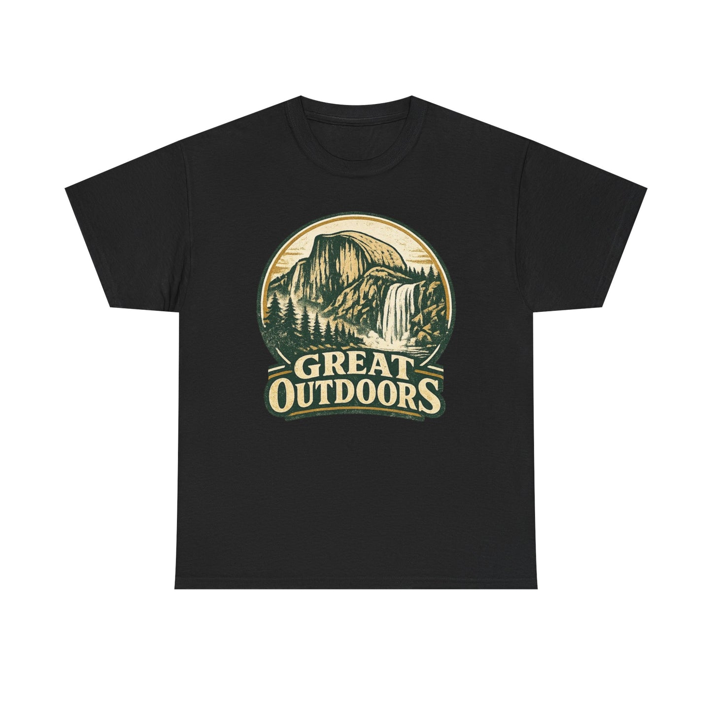 Great Outdoors Retro Badge Tee | Yosemite Half Dome Graphic Shirt | Camping Gift