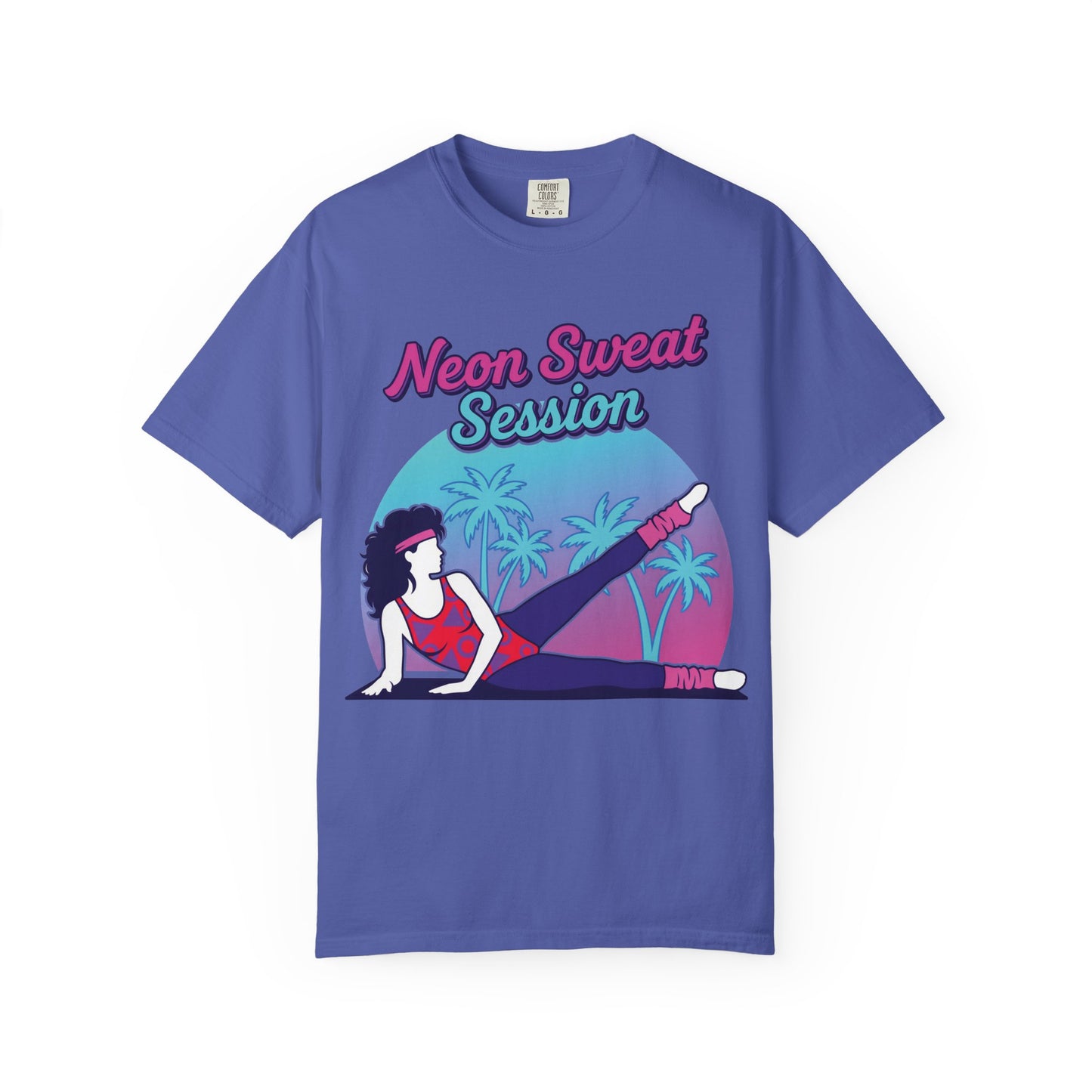 Neon Sweat Session Retro 80s Aerobics Graphic Tee | Vintage Workout Shirt