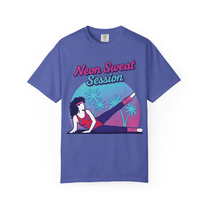 Neon Sweat Session Retro 80s Aerobics Graphic Tee | Vintage Workout Shirt