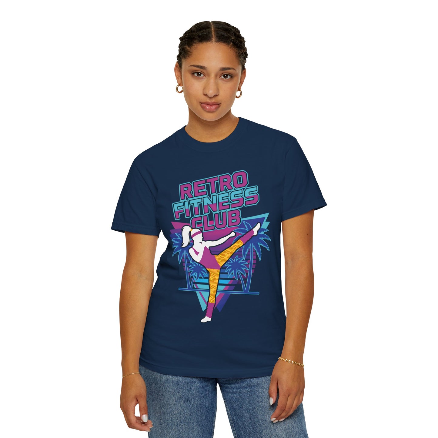 Retro Fitness Club High Kick 80s Tee | Vintage Aerobics Shirt Women