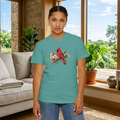 Cardinal Botanical Tee | Vintage Bird Art Shirt | Bird Watcher Gift