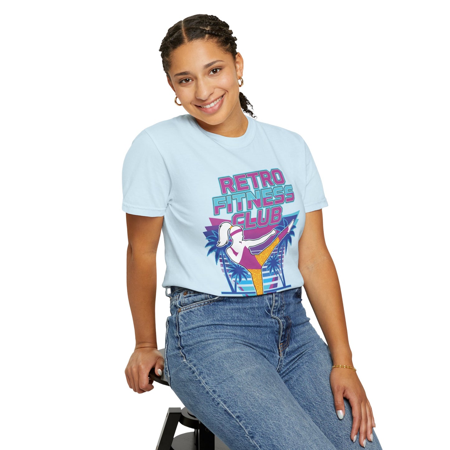 Retro Fitness Club High Kick 80s Tee | Vintage Aerobics Shirt Women