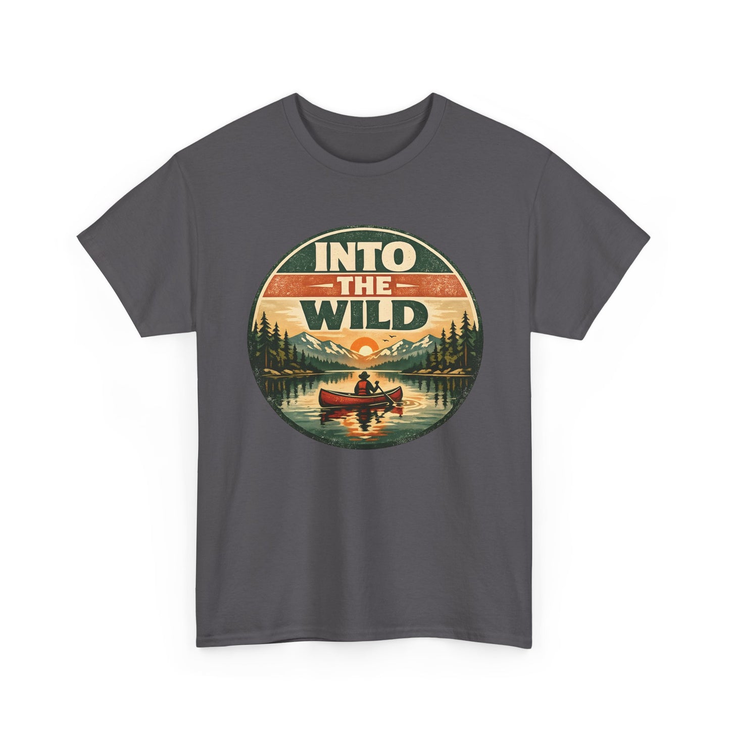 Into the Wild Canoe Badge Tee | Vintage Outdoor Graphic Shirt | Camping Adventure Gift