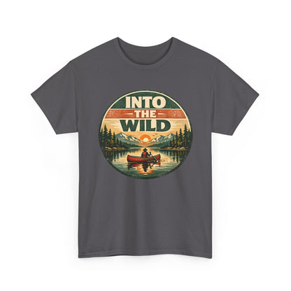 Into the Wild Canoe Badge Tee | Vintage Outdoor Graphic Shirt | Camping Adventure Gift