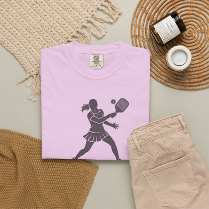 Pickleball Female Silhouette Icon Tee Minimalist Pickler Graphic Women T-Shirt