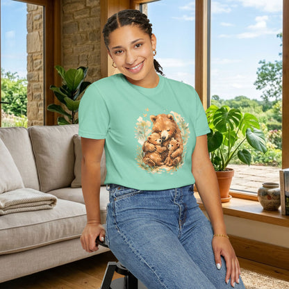 Mother Bear and Cubs Watercolor Tee | Wildlife Art Shirt | Mother Nature Gift | Unisex