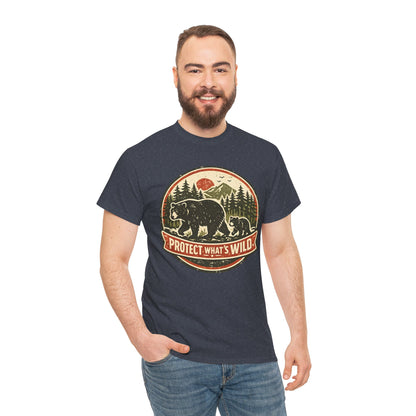 Bear and Cub Retro Badge Tee | Protect What's Wild | Wildlife Lover Gift | Unisex
