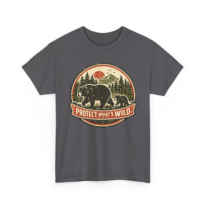 Bear and Cub Retro Badge Tee | Protect What's Wild | Wildlife Lover Gift | Unisex