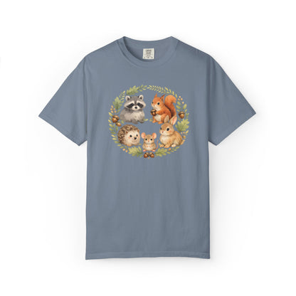 Woodland Animals Circle Watercolor Tee | Forest Creature Gift Shirt | Nature Lover