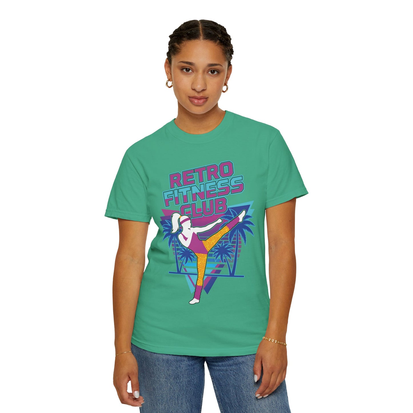 Retro Fitness Club High Kick 80s Tee | Vintage Aerobics Shirt Women