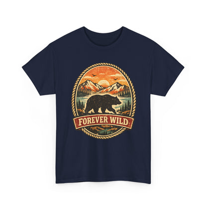 Grizzly Bear Forever Wild Badge Tee | Vintage National Park Shirt | Nature Lover Gift