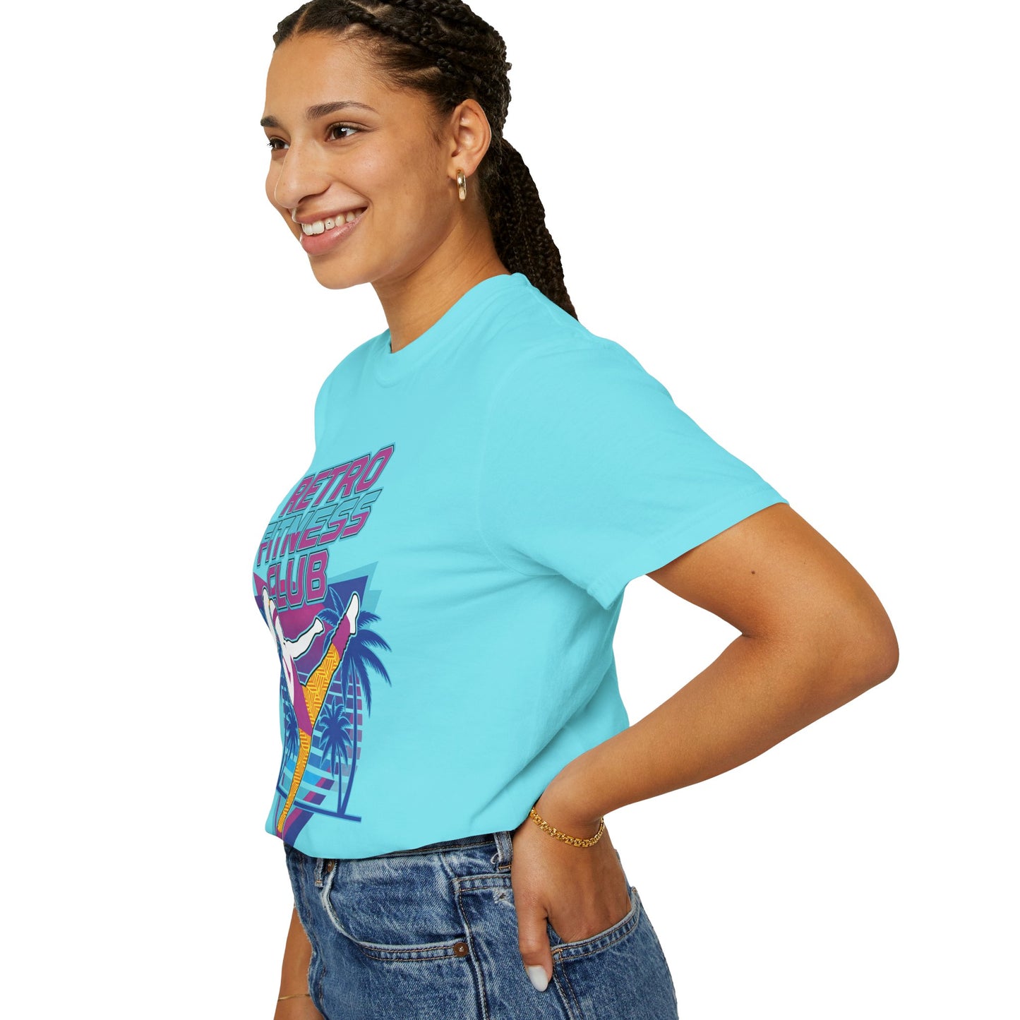 Retro Fitness Club High Kick 80s Tee | Vintage Aerobics Shirt Women
