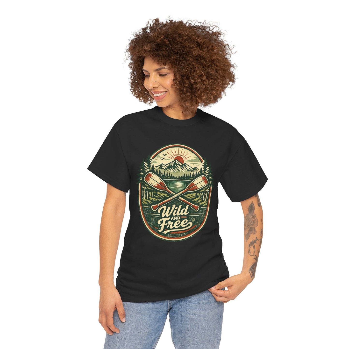 Wild and Free Badge Tee | Vintage Adventure Shirt | Outdoor Explorer Gift