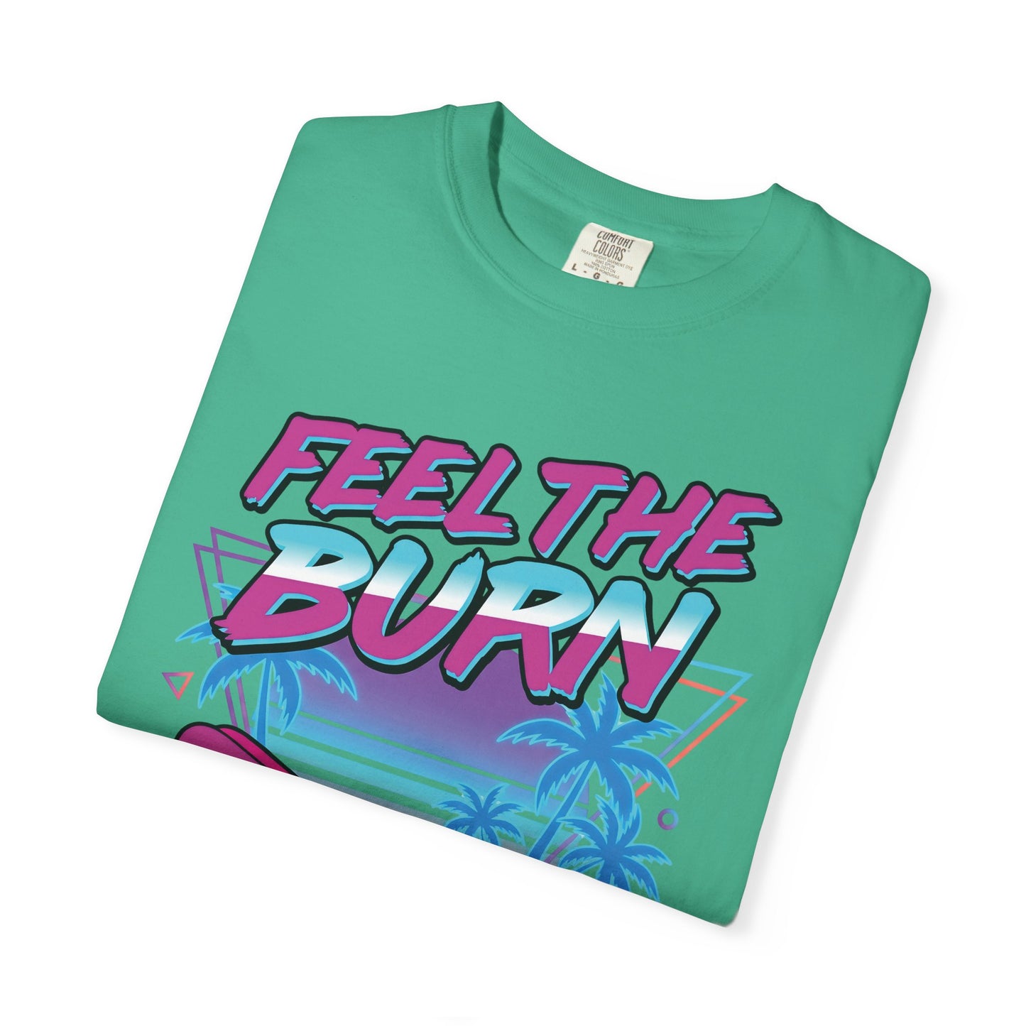 Feel the Burn Neon 80s Aerobics Graphic Tee | Retro Workout Shirt Women