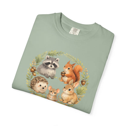 Woodland Animals Circle Watercolor Tee | Forest Creature Gift Shirt | Nature Lover