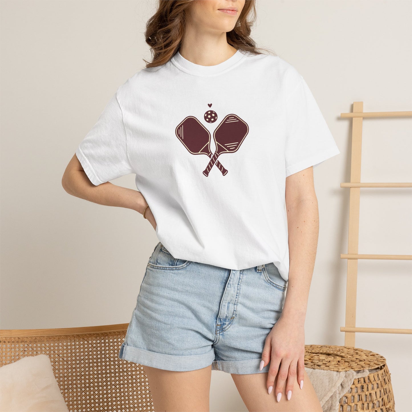 Pickleball Heart Icon Tee Pickler Love Minimalist Graphic Unisex Shirt
