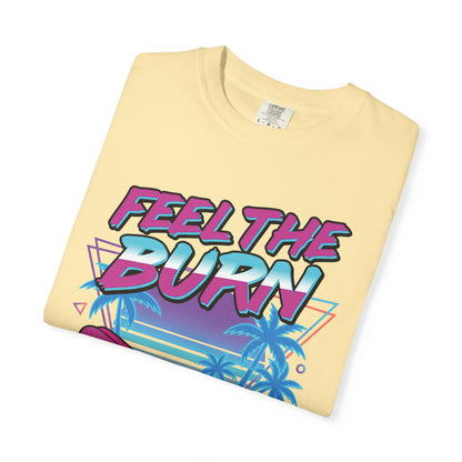 Feel the Burn Neon 80s Aerobics Graphic Tee | Retro Workout Shirt Women