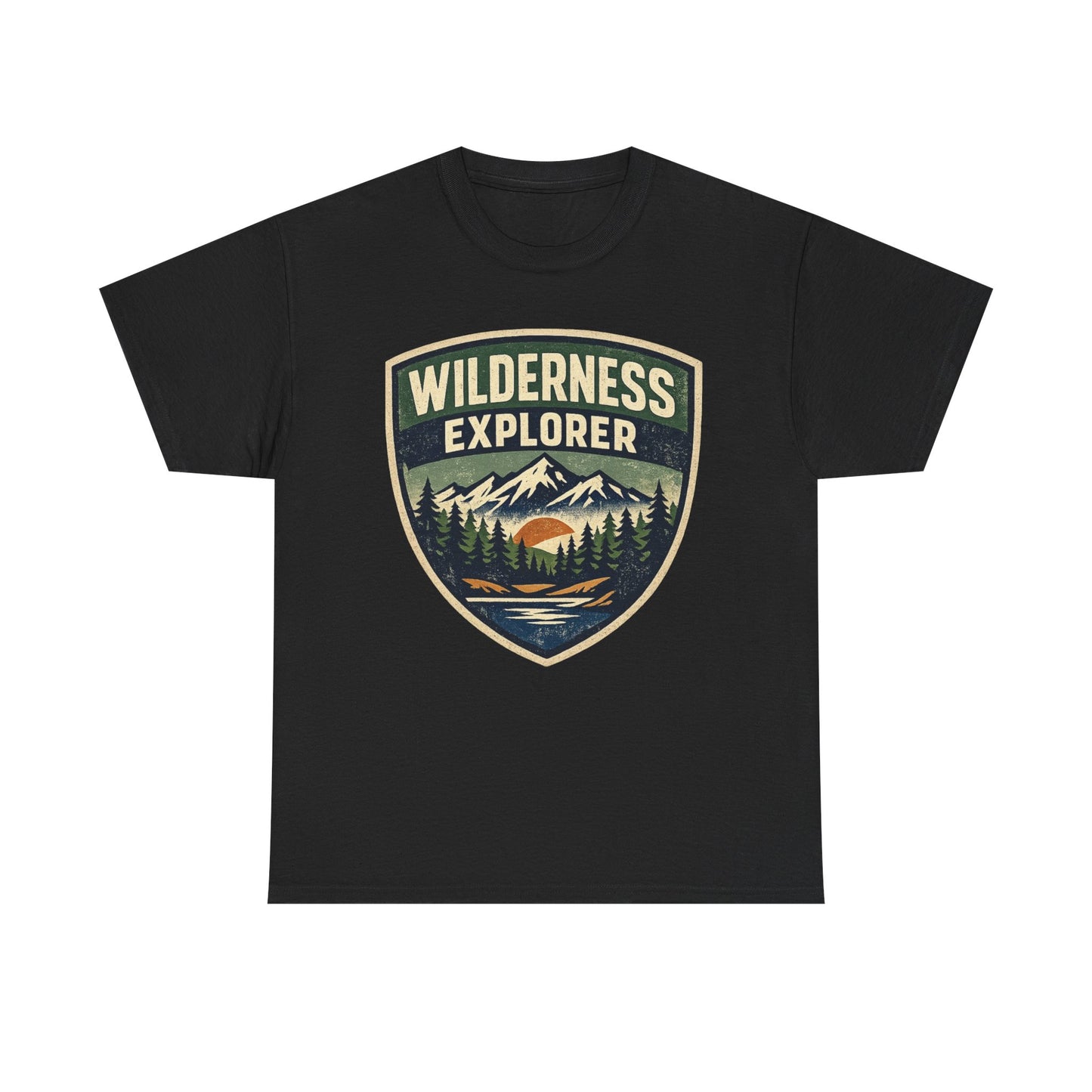 Wilderness Explorer Shield badge Tee | Retro Outdoor Adventure design | Hiking