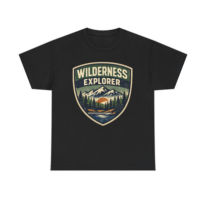 Wilderness Explorer Shield badge Tee | Retro Outdoor Adventure design | Hiking