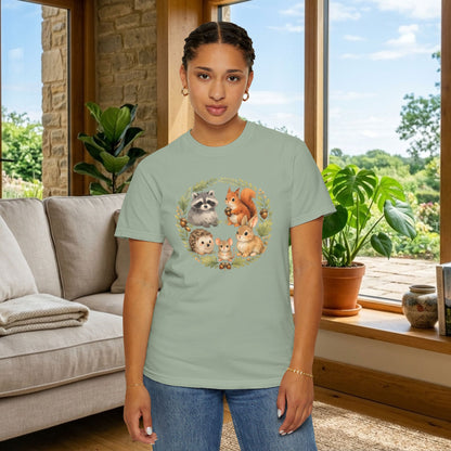 Woodland Animals Circle Watercolor Tee | Forest Creature Gift Shirt | Nature Lover