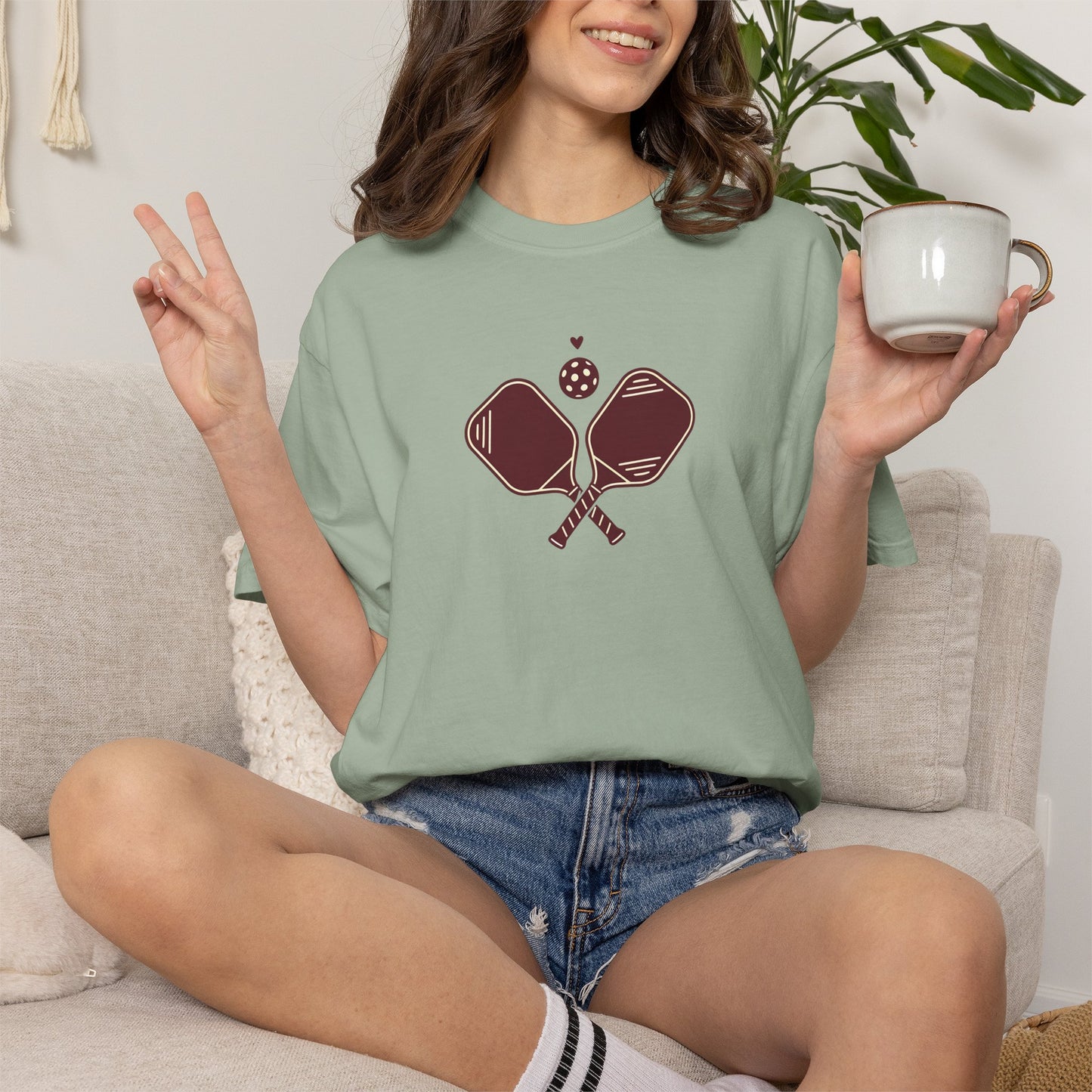 Pickleball Heart Icon Tee Pickler Love Minimalist Graphic Unisex Shirt