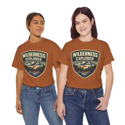 Wilderness Explorer Shield badge Tee | Retro Outdoor Adventure design | Hiking