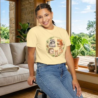Woodland Animals Circle Watercolor Tee | Forest Creature Gift Shirt | Nature Lover