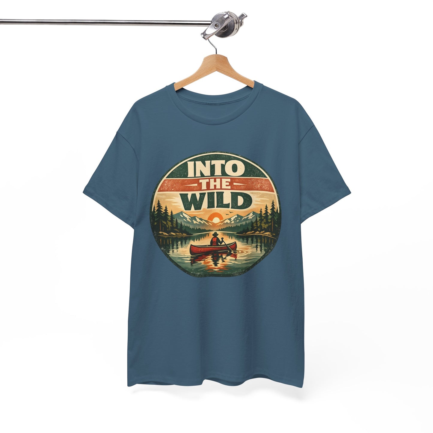 Into the Wild Canoe Badge Tee | Vintage Outdoor Graphic Shirt | Camping Adventure Gift