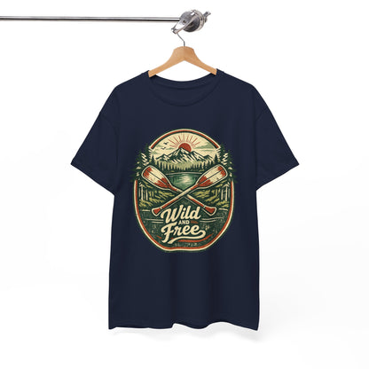 Wild and Free Badge Tee | Vintage Adventure Shirt | Outdoor Explorer Gift
