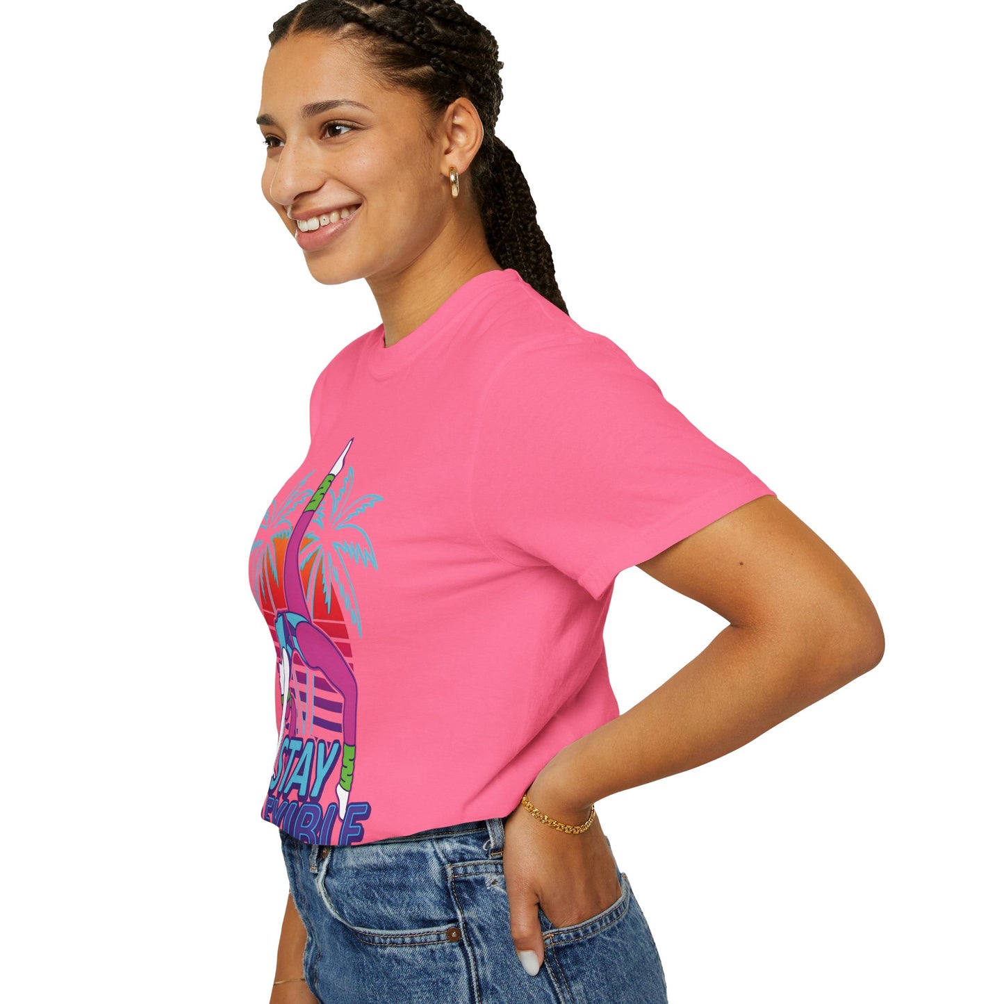 Stay Flexible Retro 80s Backbend Graphic Tee | Vintage Workout Shirt Women