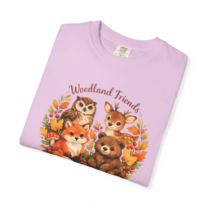 Woodland Friends Badge Watercolor Tee | Fox Bear Deer Owl Shirt | Nature Lover Gift