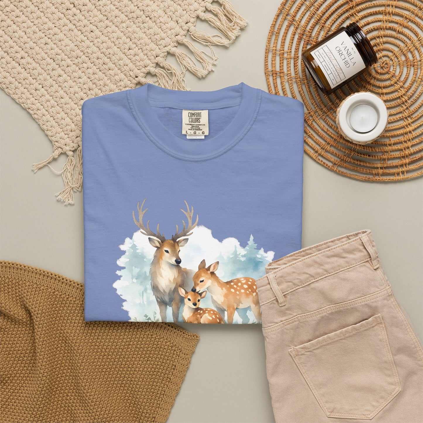 Watercolor Deer Family Tee | Forest Wildlife Art Shirt | Nature Lover Gift | Unisex
