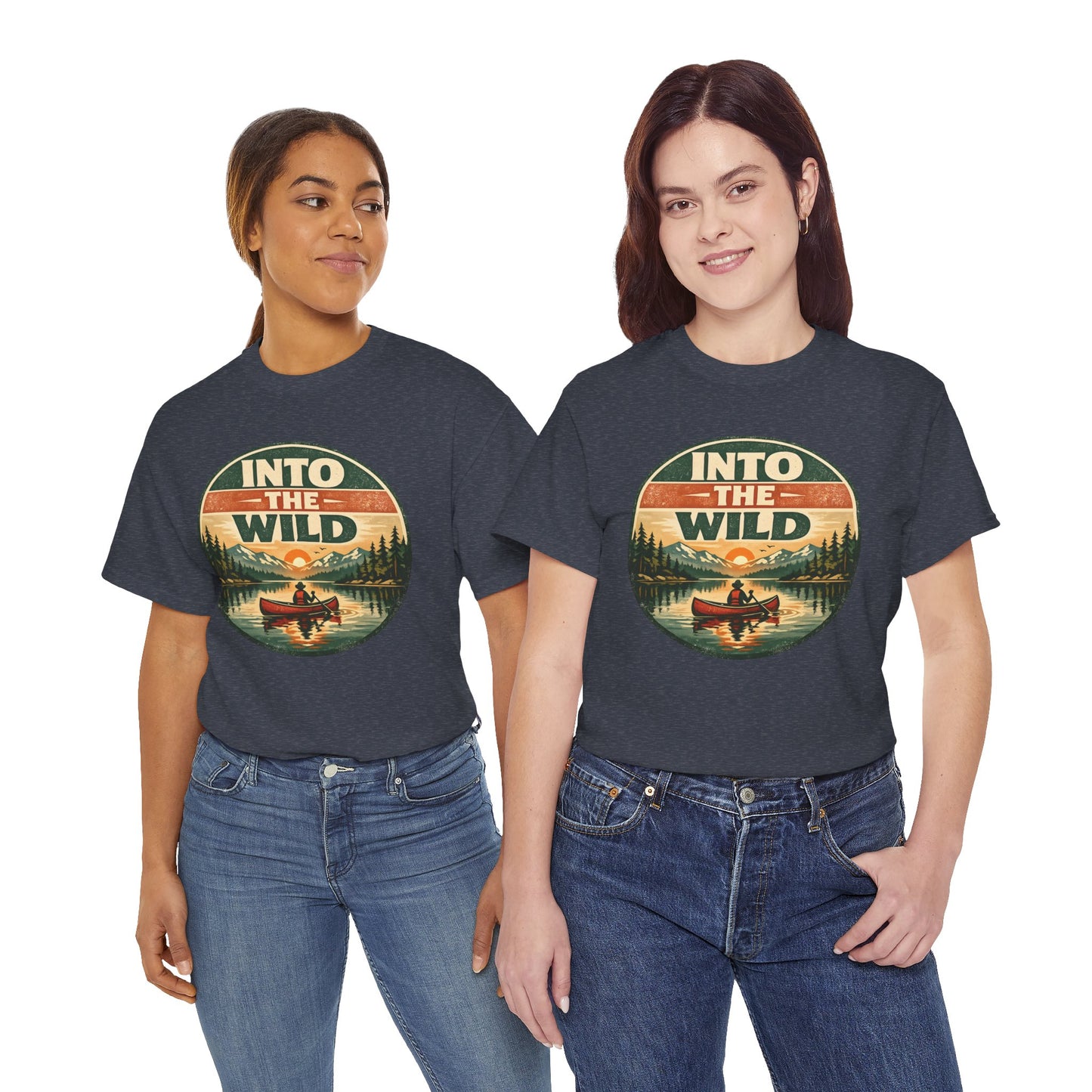 Into the Wild Canoe Badge Tee | Vintage Outdoor Graphic Shirt | Camping Adventure Gift