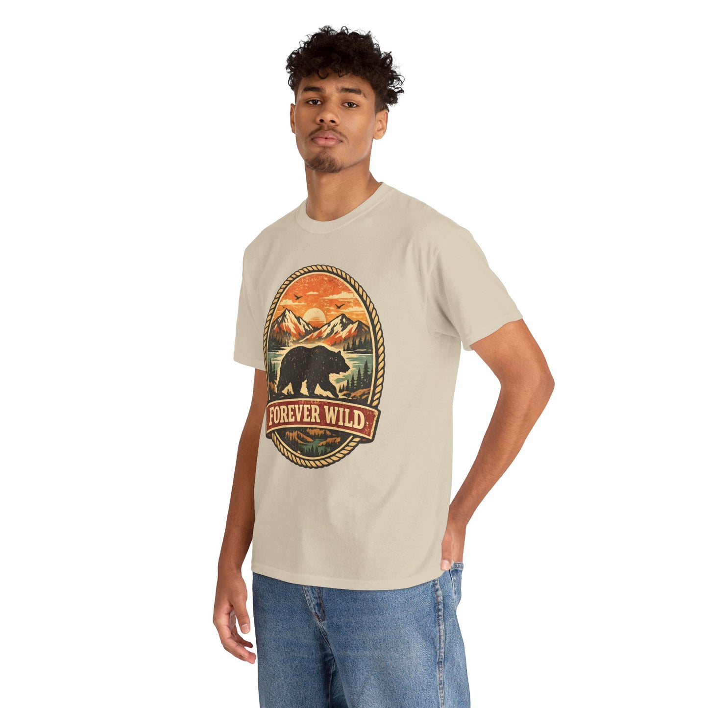 Grizzly Bear Forever Wild Badge Tee | Vintage National Park Shirt | Nature Lover Gift