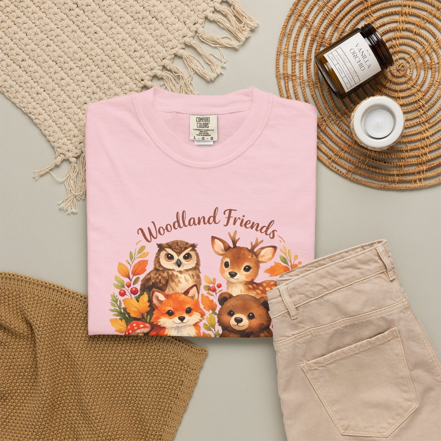 Woodland Friends Badge Watercolor Tee | Fox Bear Deer Owl Shirt | Nature Lover Gift