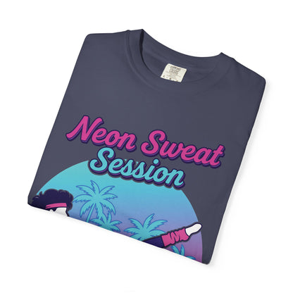 Neon Sweat Session Retro 80s Aerobics Graphic Tee | Vintage Workout Shirt