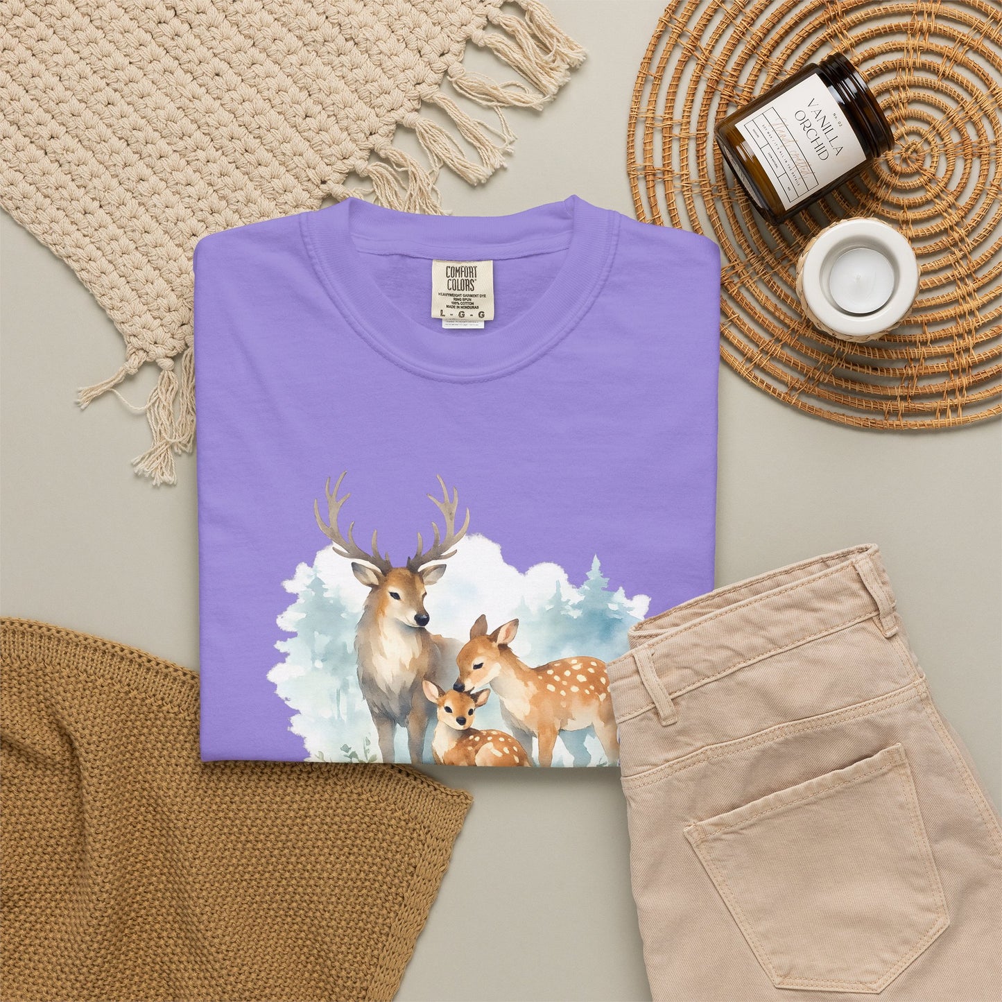 Watercolor Deer Family Tee | Forest Wildlife Art Shirt | Nature Lover Gift | Unisex