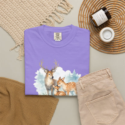 Watercolor Deer Family Tee | Forest Wildlife Art Shirt | Nature Lover Gift | Unisex